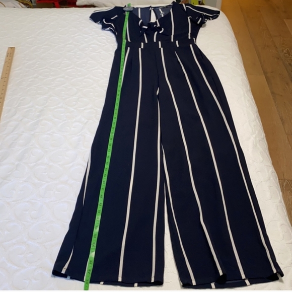 Crystal Bay Jumpsuit Short Sleeve Navy Blue & White Striped Size 7 - Picture 5 of 13